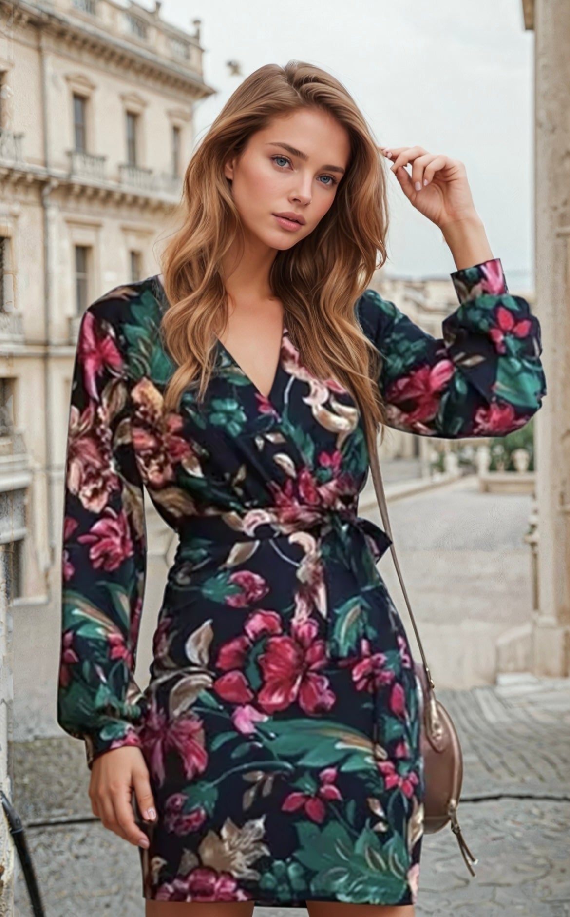 Collin printed wrap dress, 5 sizes (36-44) free shipping