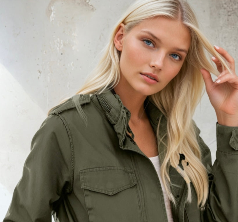 Chaqueta Military gabardina de algodón y forro con capucha alta calidad,3 colores, tallas (36-52) made in India