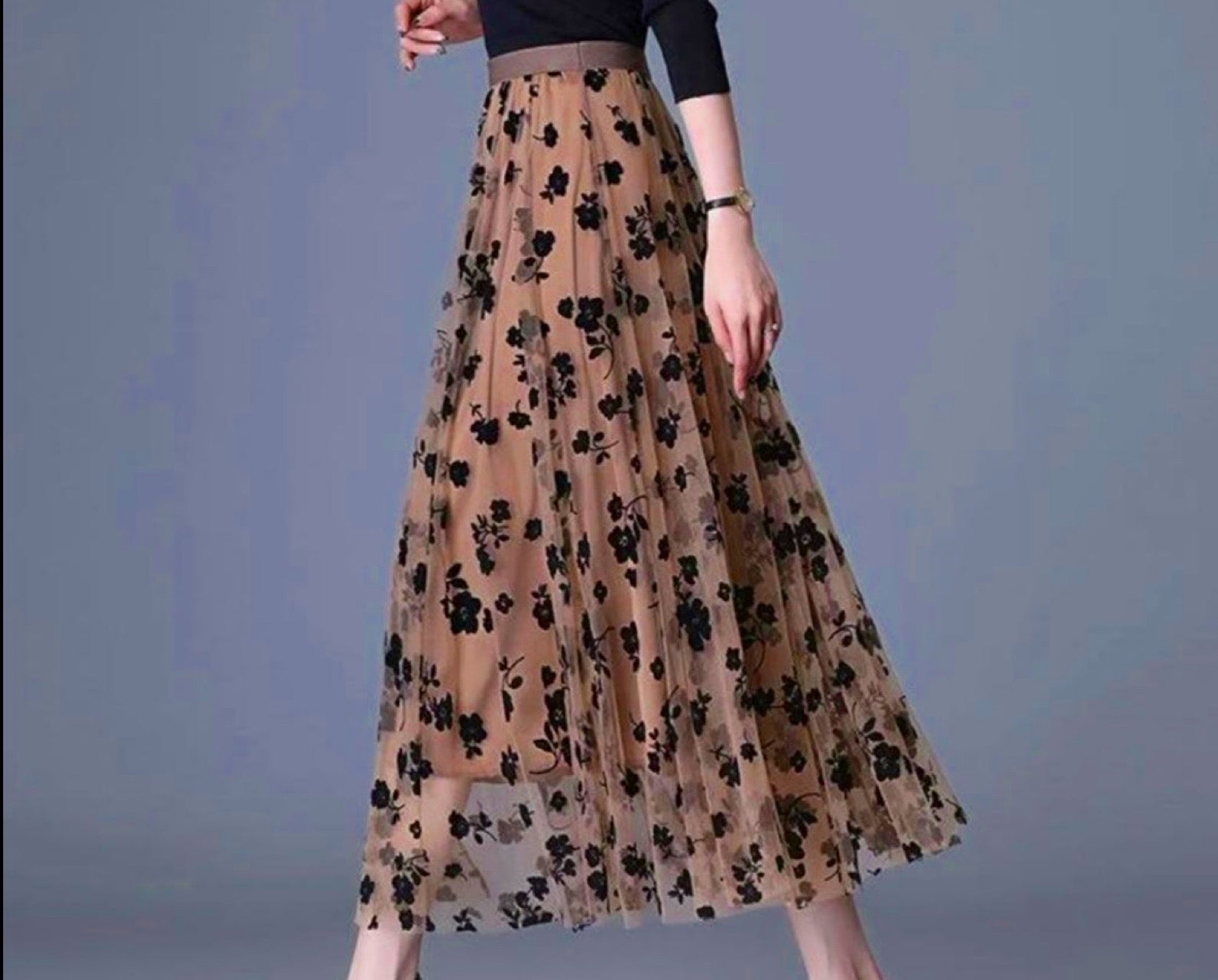 Jupe Gin brodée à taille élastique, 2 couleurs, taille unique