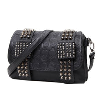 Sac à bandoulière tête de mort en cuir noir