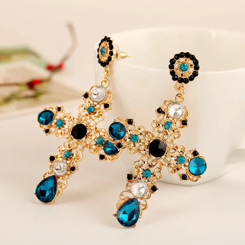 Long cross earrings, 3 colors