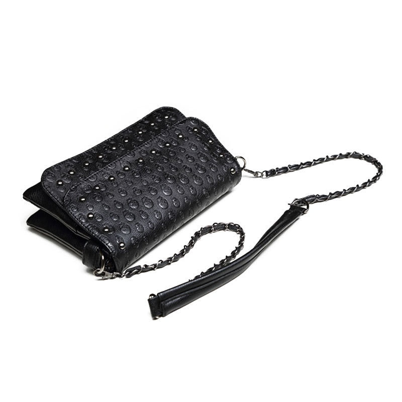 Black leather Skull bag