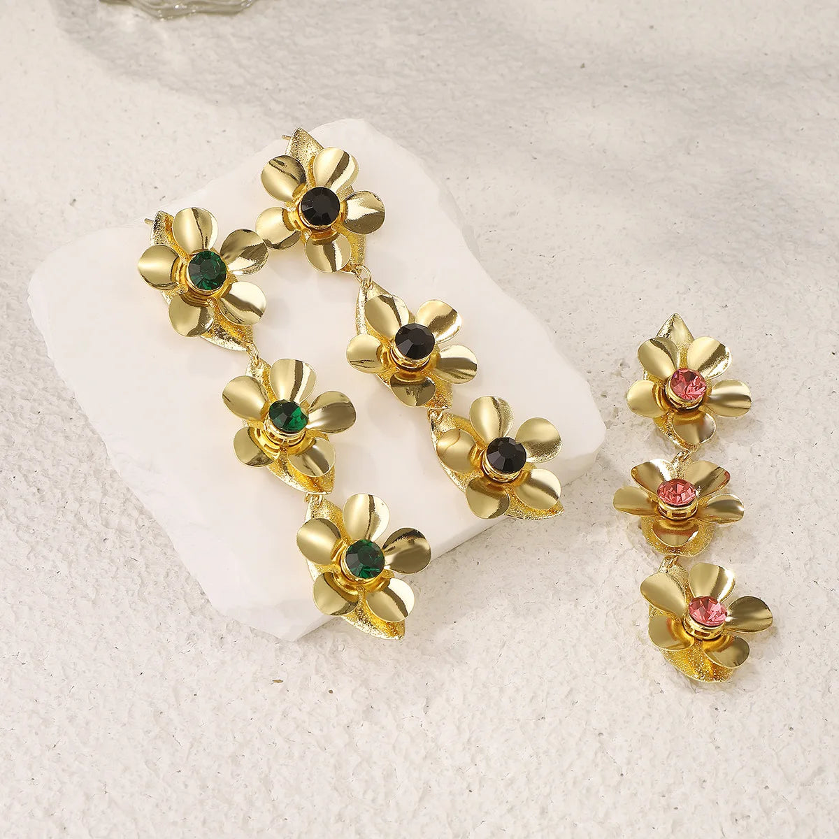 Three Flowers Earrings, 3 colors