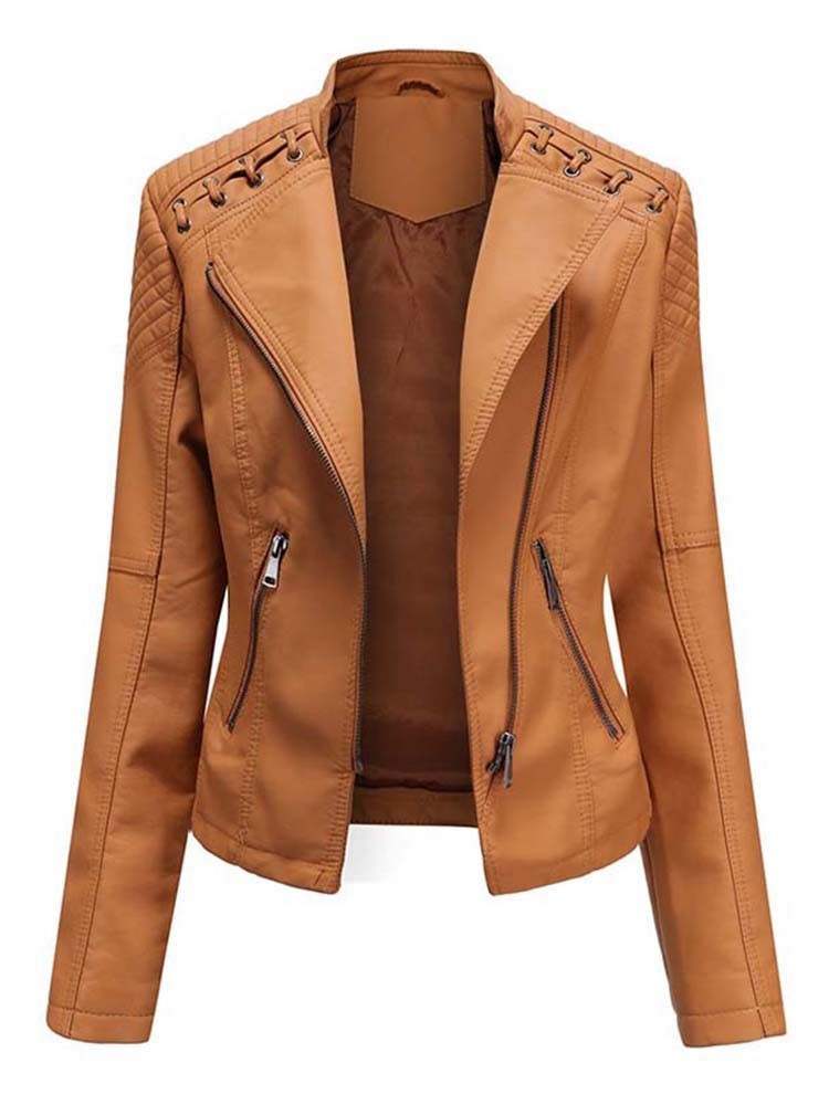 Mintlis mujer piel chaqueta motera Carolina, 12 colores, 7 tallas