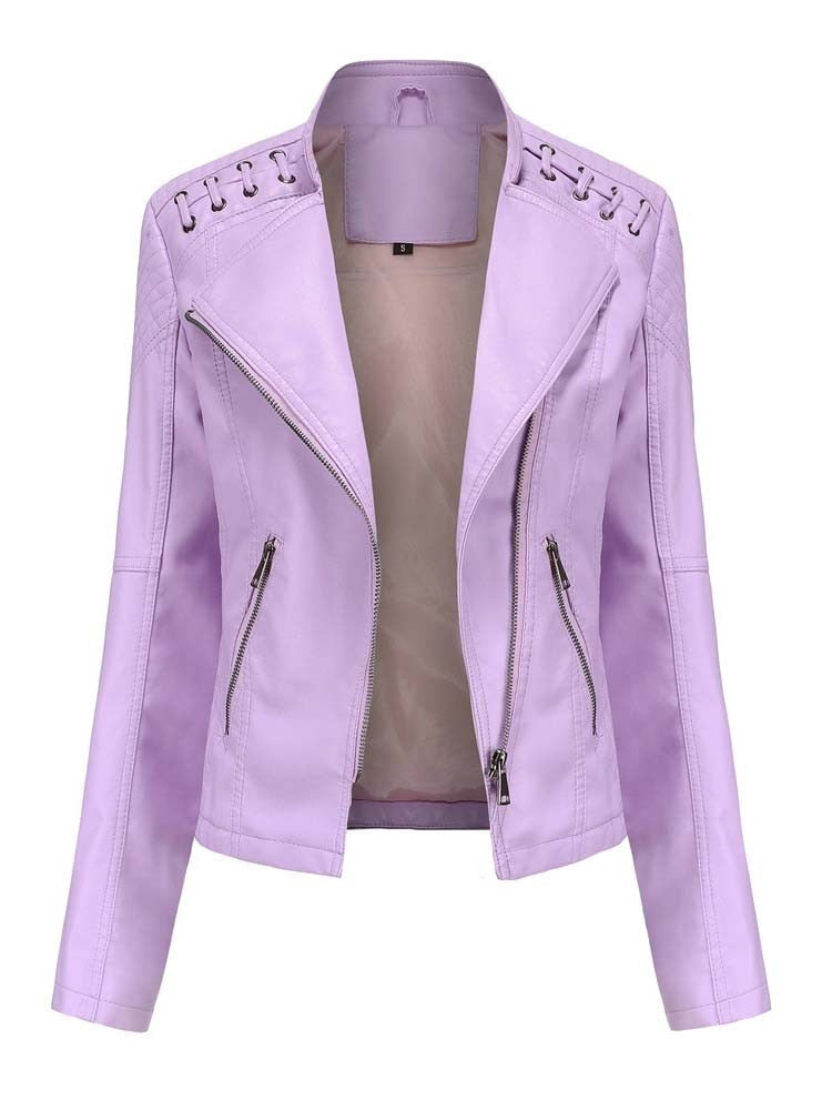 Mintlis mujer piel chaqueta motera Carolina, 12 colores, 7 tallas