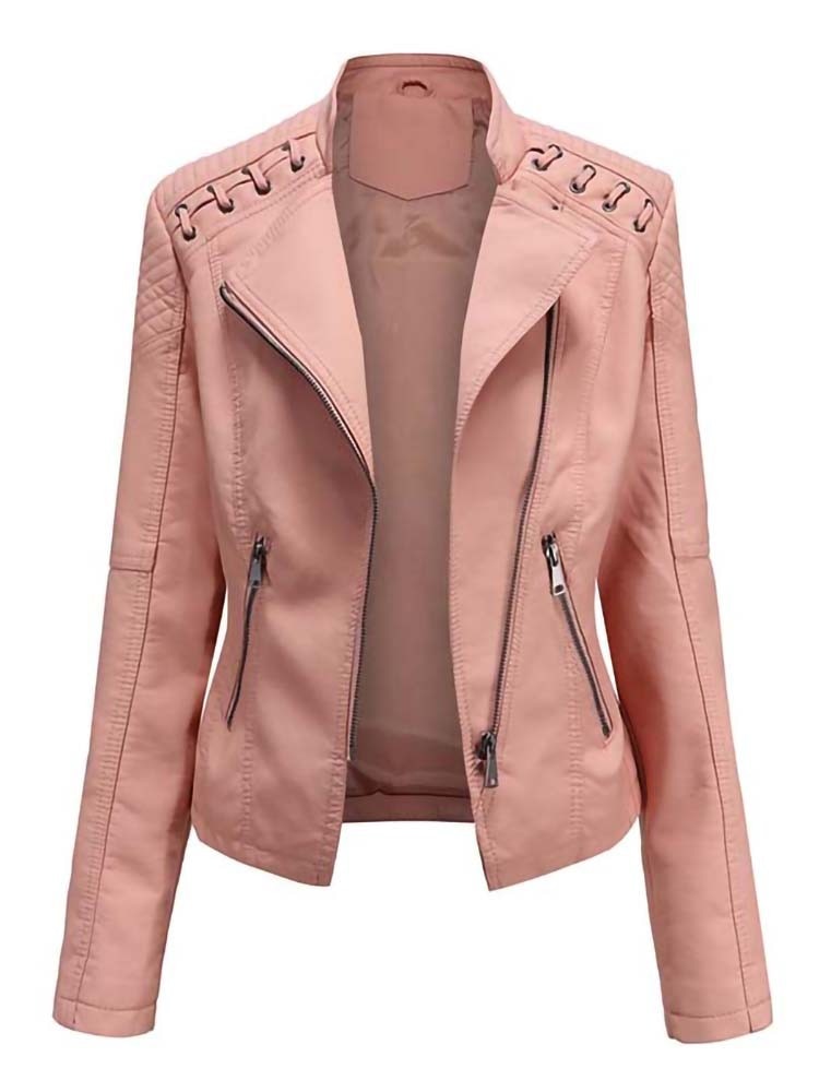 Mintlis mujer piel chaqueta motera Carolina, 12 colores, 7 tallas