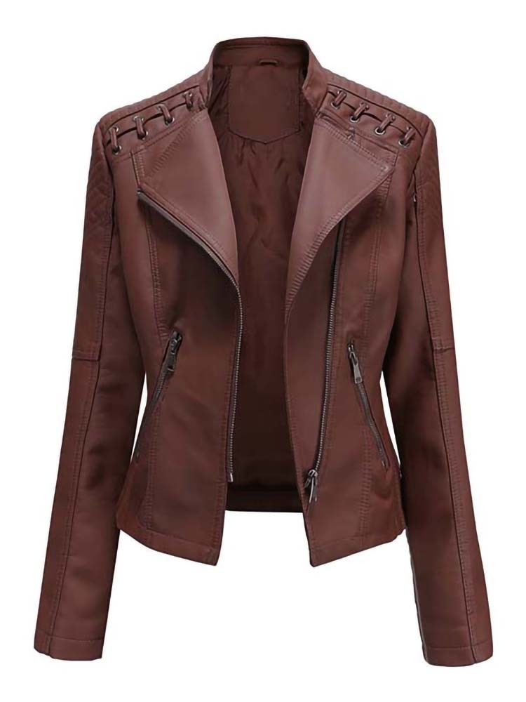 Mintlis mujer piel chaqueta motera Carolina, 12 colores, 7 tallas