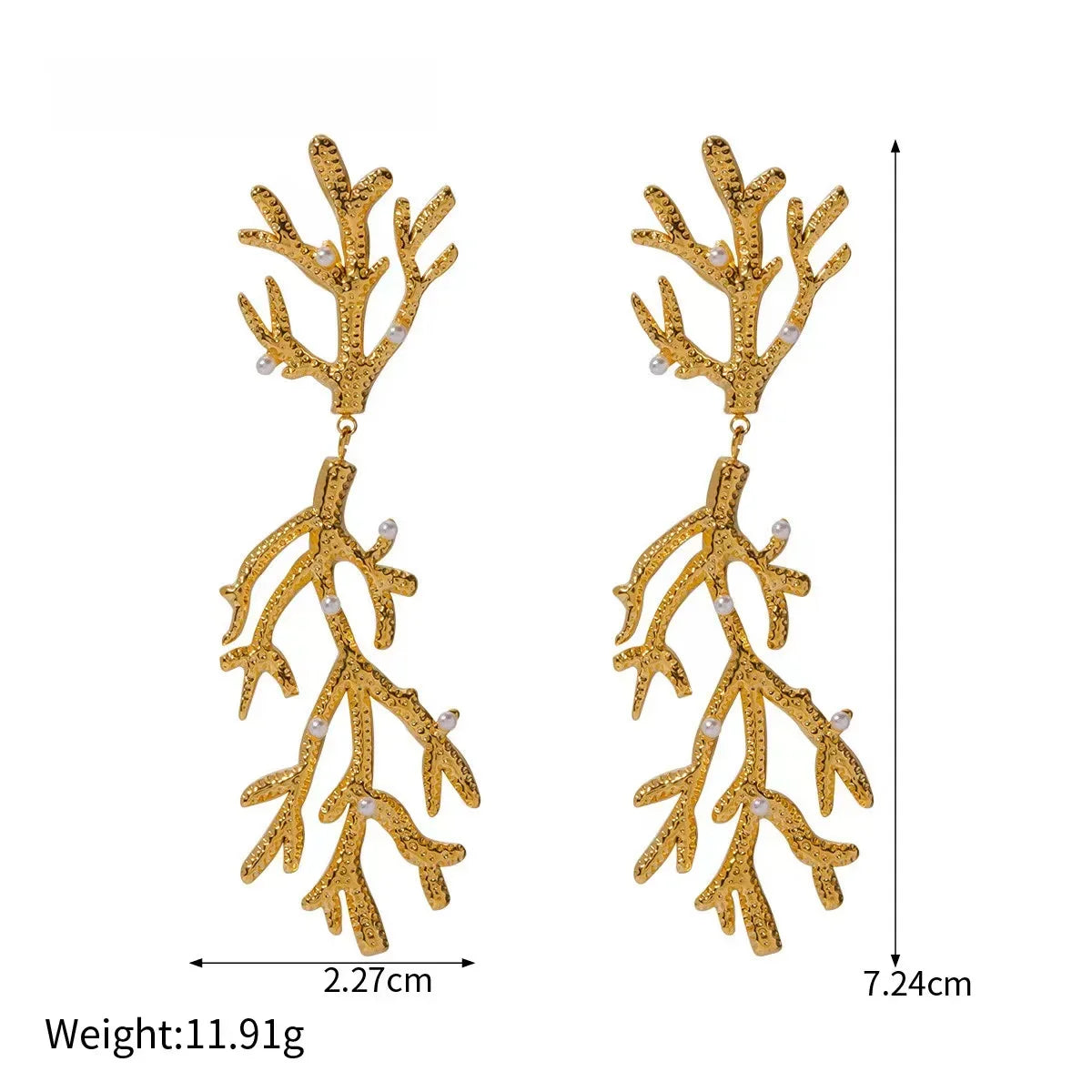 Pendientes Coral Dorado