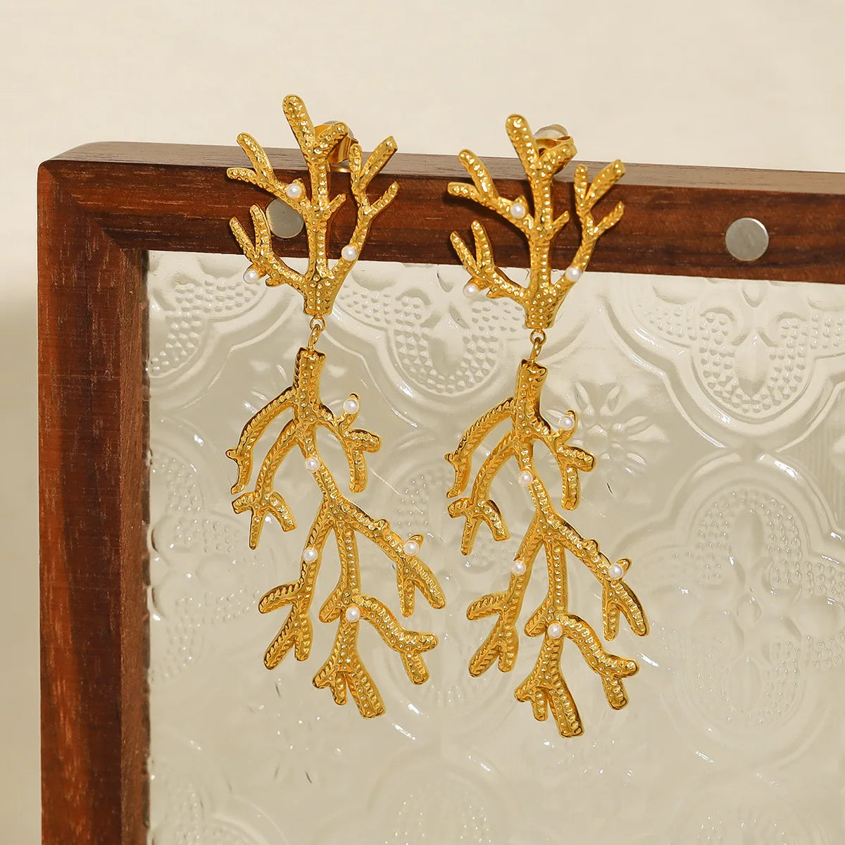 Pendientes Coral Dorado
