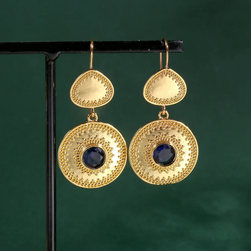 Pendientes Circulares con Cristal Negro Dorados y Plateados