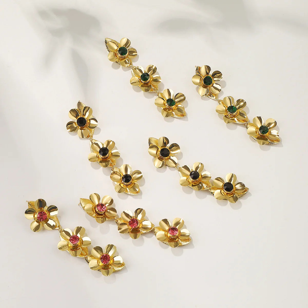Three Flowers Earrings, 3 colors