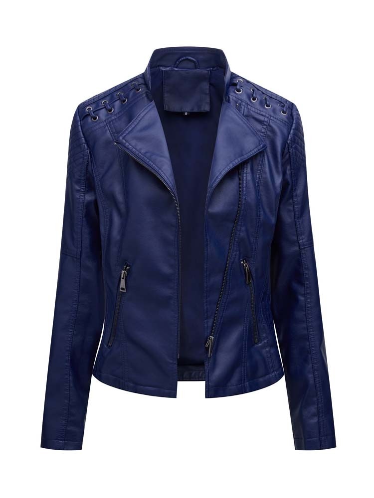 Mintlis mujer piel chaqueta motera Carolina, 12 colores, 7 tallas