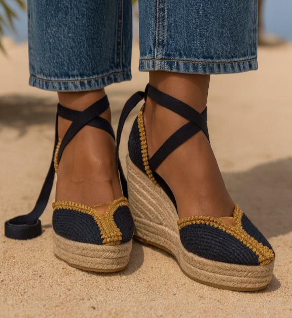 DESSERT ESPARTO WEDGES, 2 colors sizes (36-41) Made in Spain