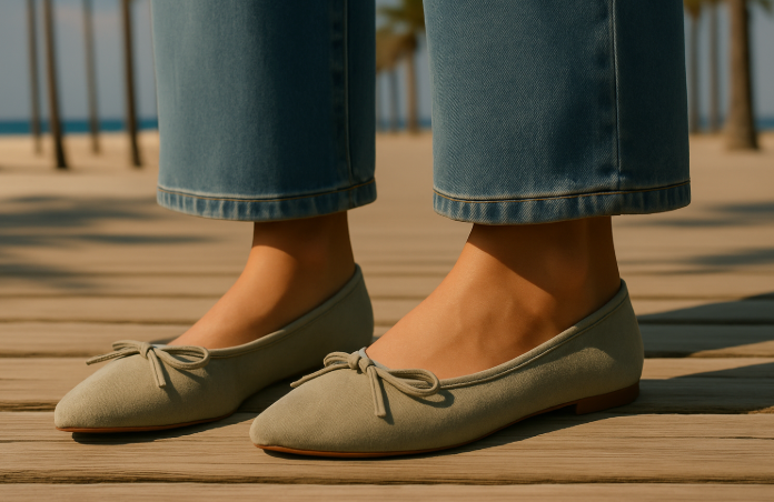 FLOWER LEATHER AND VELVET BALLERINA, 2 colors, sizes (36-41). Made in Spain.