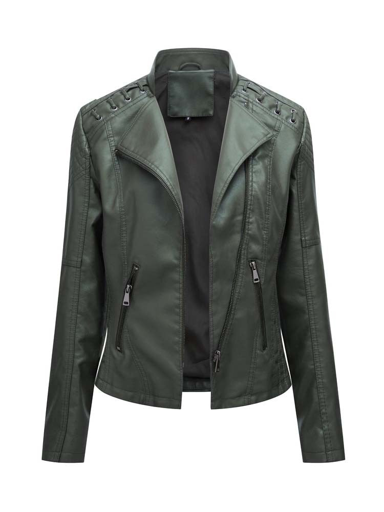 Mintlis mujer piel chaqueta motera Carolina, 12 colores, 7 tallas