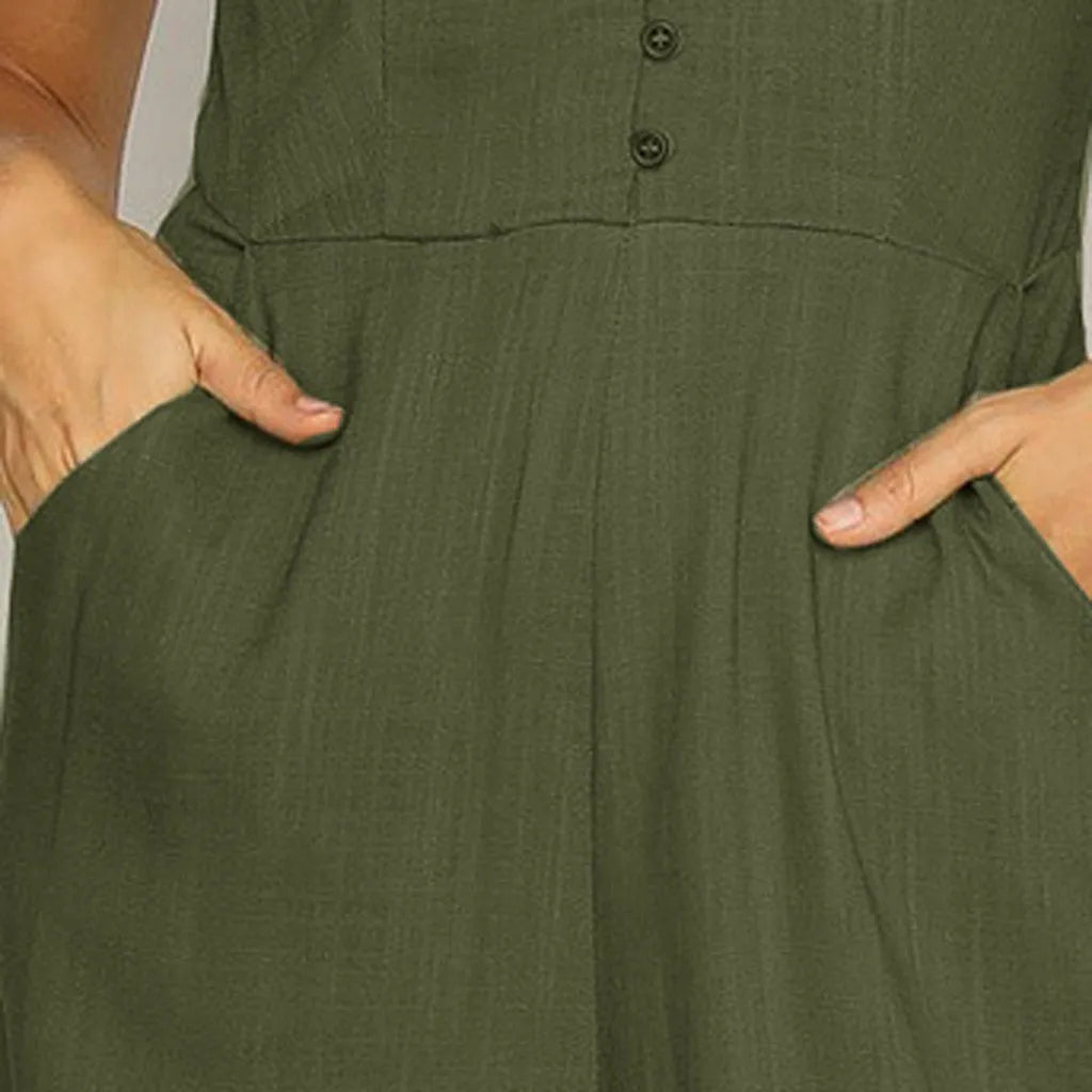 Liberty green linen jumpsuit, 5 sizes
