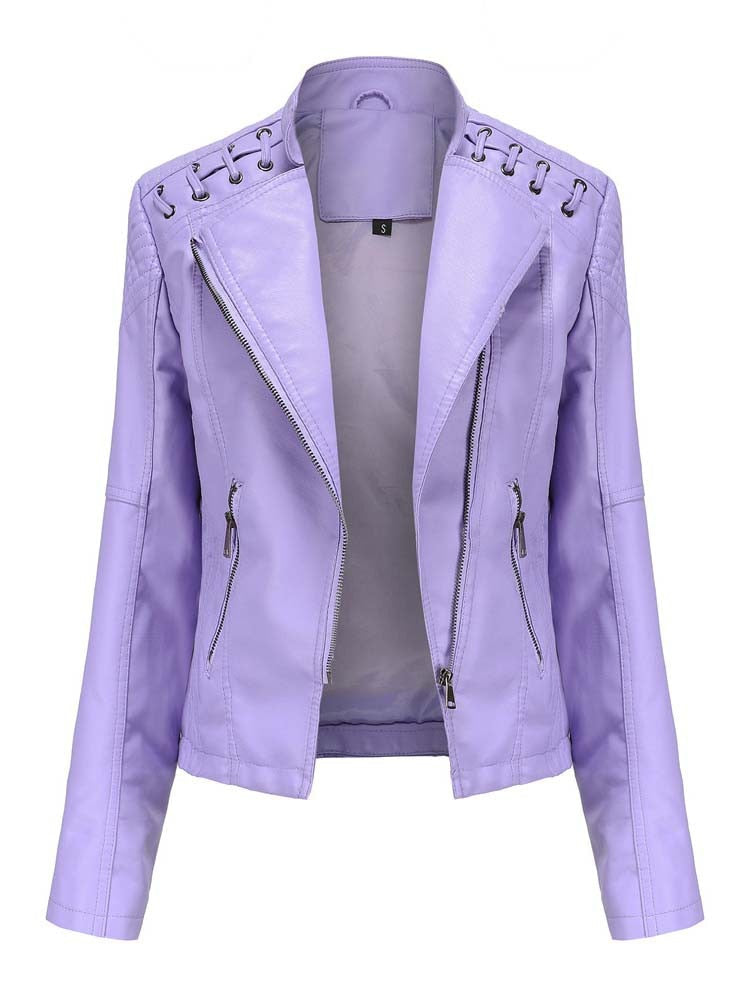 Mintlis mujer piel chaqueta motera Carolina, 12 colores, 7 tallas