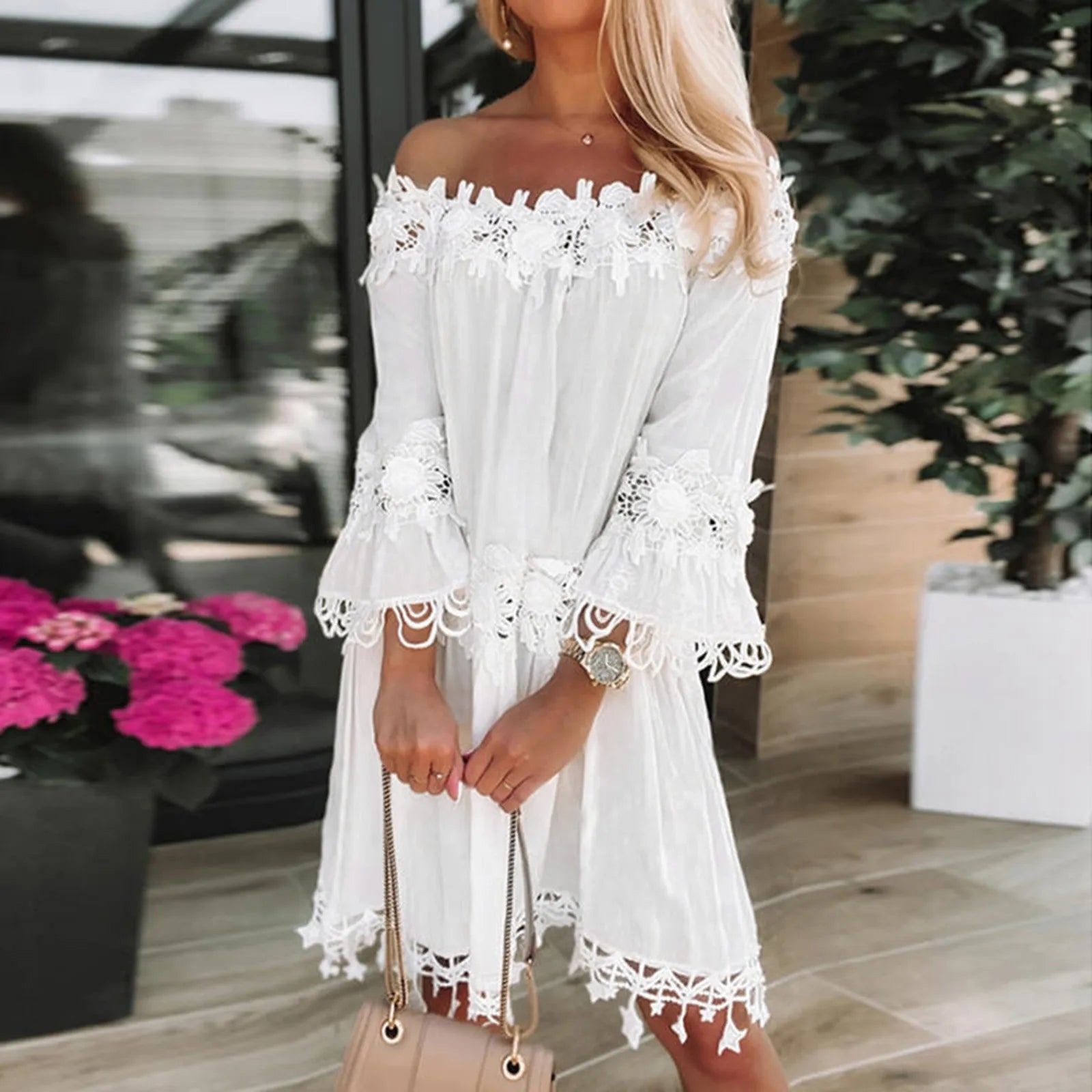 Summer lace dress, LARGE SIZES (36-50)