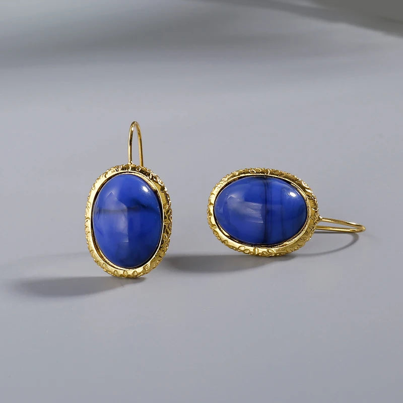 Pendientes Pequeños con Piedra Azul