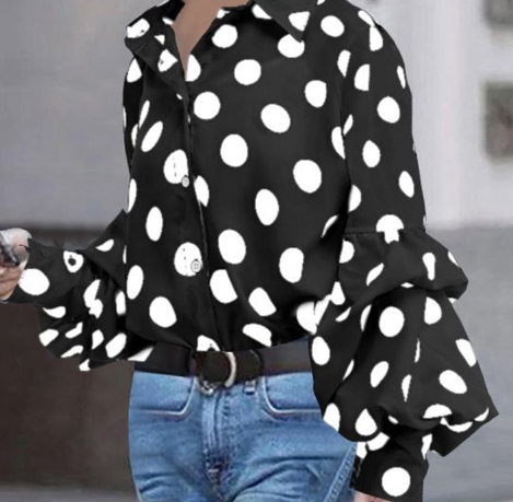 Puff sleeve polka dot top online