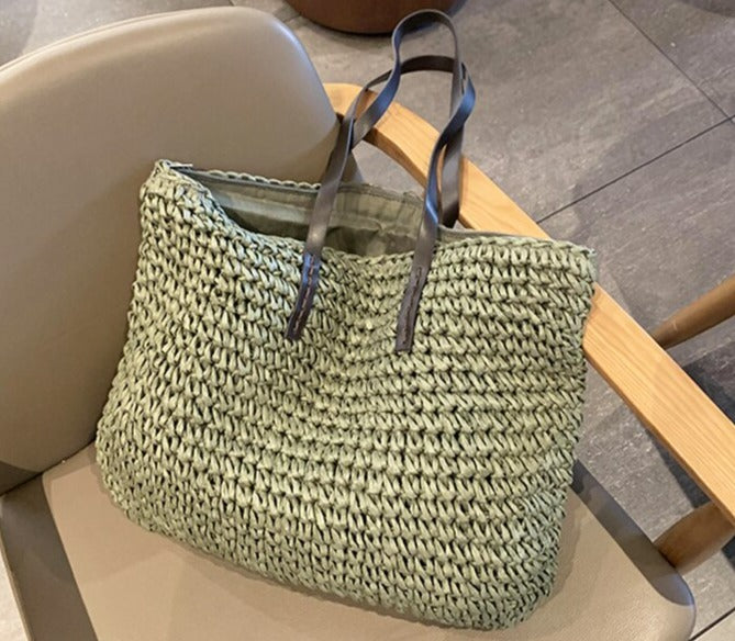 Bolso Estella Rafia asa larga, asa cuadrada , 5 colores, 2 modelos