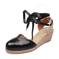 Sandalias cuña Fiesta rafia, 3 colores