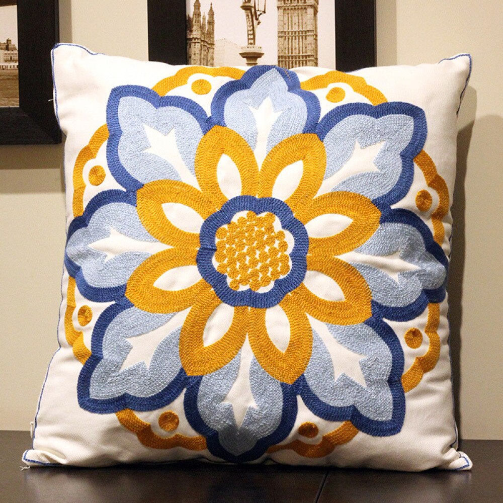 Handmade embroidery cushion cover without filling 45X45cm, various colors