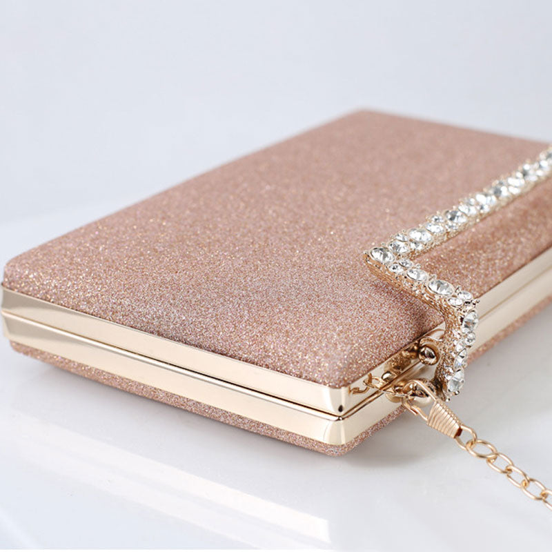 Sac à main Diana à paillettes avec bandoulière dorée, 9 couleurs