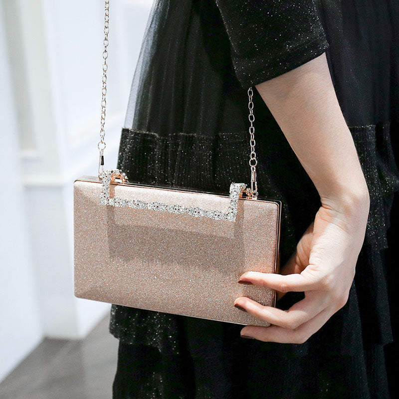 Sac à main Diana à paillettes avec bandoulière dorée, 9 couleurs