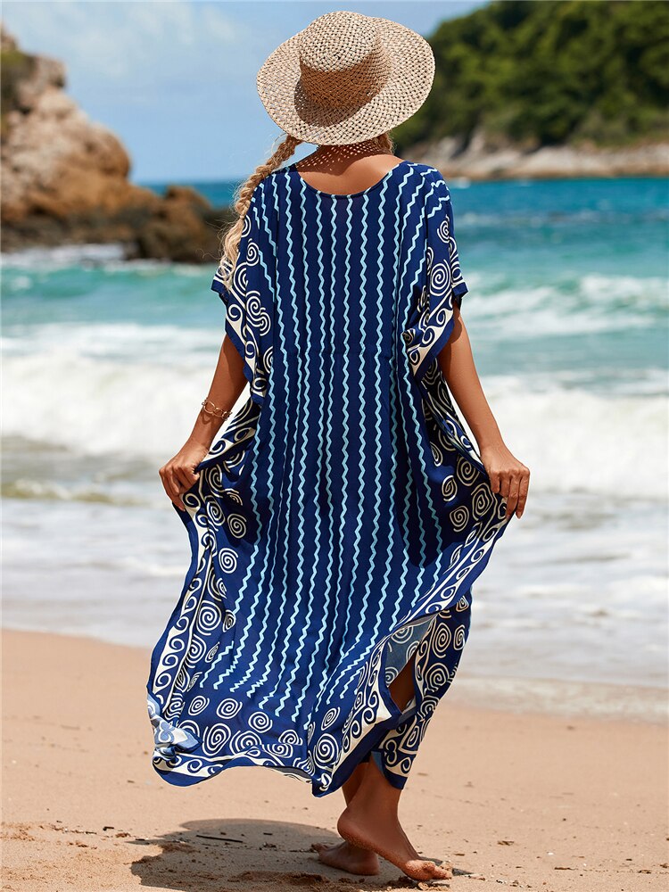 Kaftan Mediterraneo largo, 2 colores, talla única