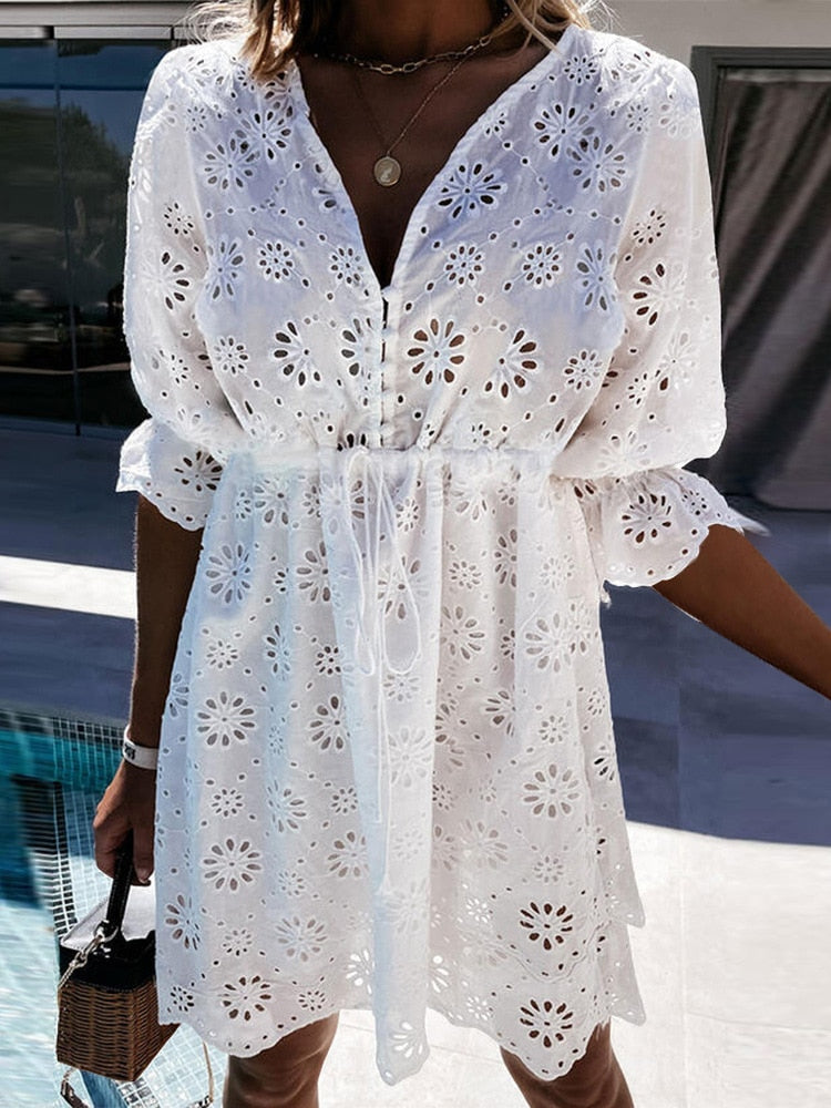 Hilton cotton brocade dress, sizes (36-48)