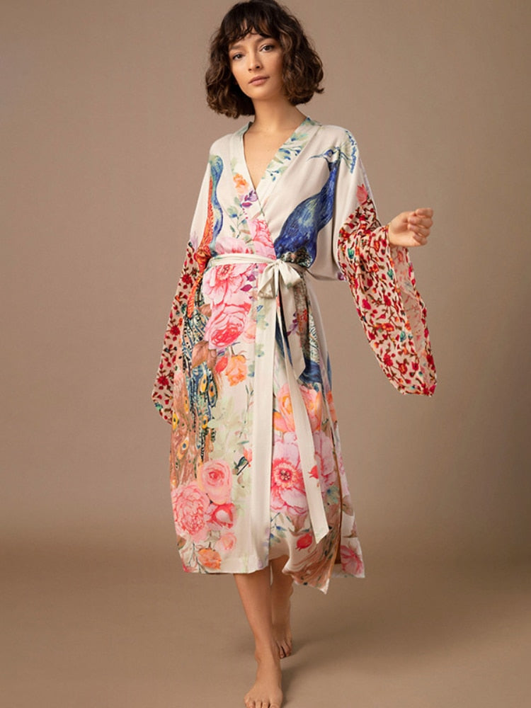 Kimono Malibu incluye fajín talla única , 2 colores