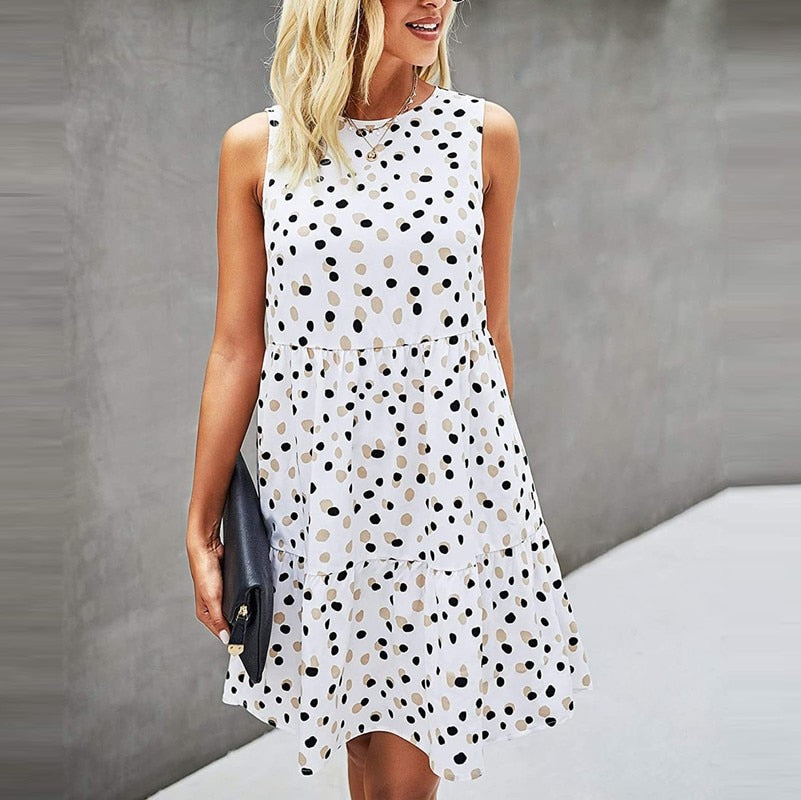 El Rocio polka dot loose ruffle short dress, 3 colors, 4 sizes