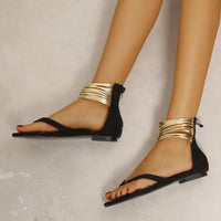 Sandalias Rosalia planas, tiras doradas, 2 colores