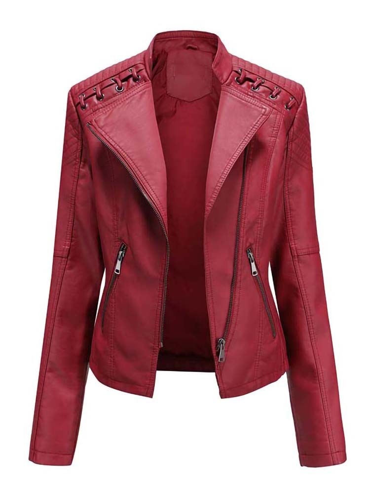 Mintlis mujer piel chaqueta motera Carolina, 12 colores, 7 tallas