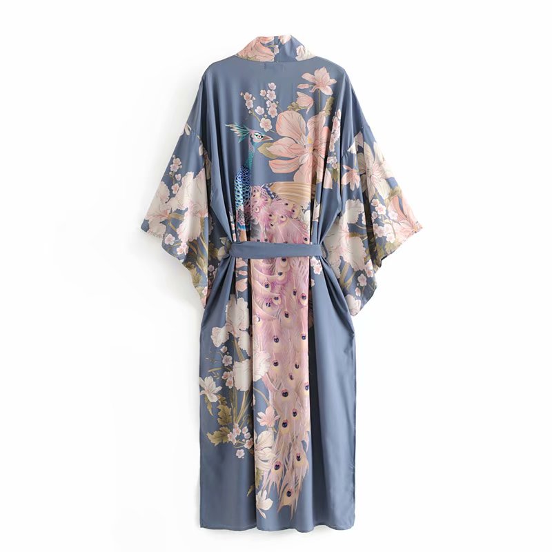 Kimono Cris largo con fajín, 3 tallas