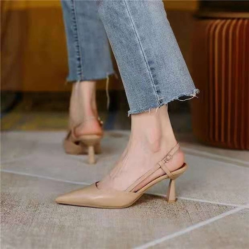Zapato Tacón Piel Ginebra Beige
