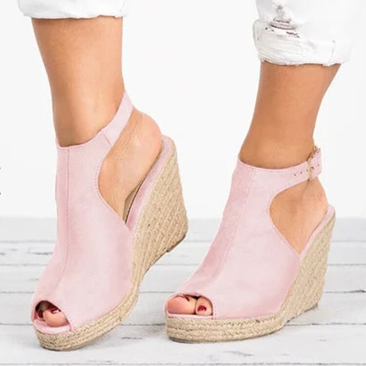 Sandalias cuñas Esparto Jimena , 6 colores, Made in Spain