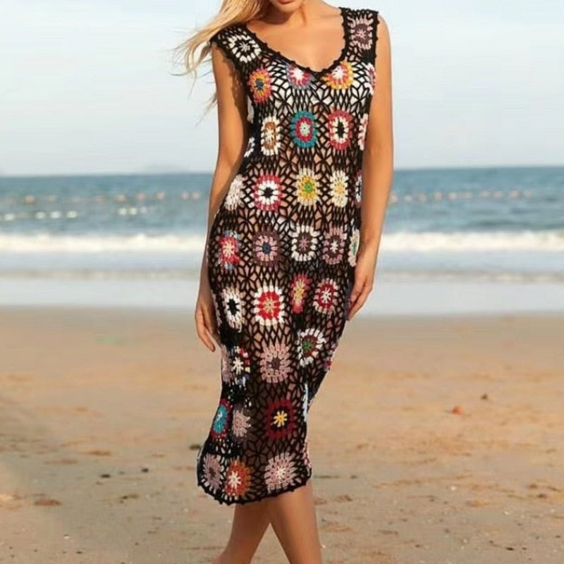 Crochet dresses black, white Tijuana, one size – Mintlis Crochet dresses black, white Tijuana, one size – Mintlis