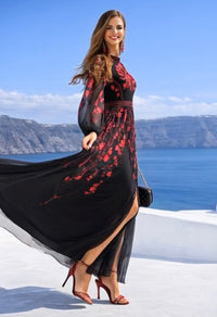 Empire dress in pleated chiffon, 3 prints, sizes (36-50) (video)