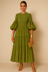 Vestido Gabriela de algodón licra cuerpo nido de abeja elastane, 4 colores tallas (36-48)