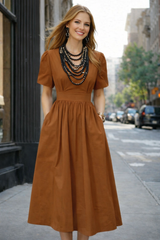 Vestido Cherry de algodón con bolsillos tallas (36-50)