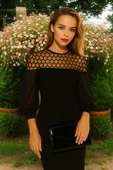 Vestido Loreto y tul con encaje de red transparente, tallas (36-48)