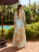 Vestido Gabriela chiffon camisero cruzado estampados, tallas (34-48) vídeo