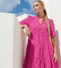 Vestido Santorini de algodón brocado, tallas (36-46)