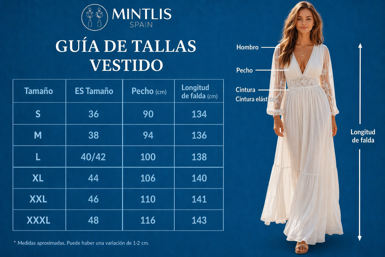 Vestido Formentera encaje forro interior incluido, tallas (36-46) video