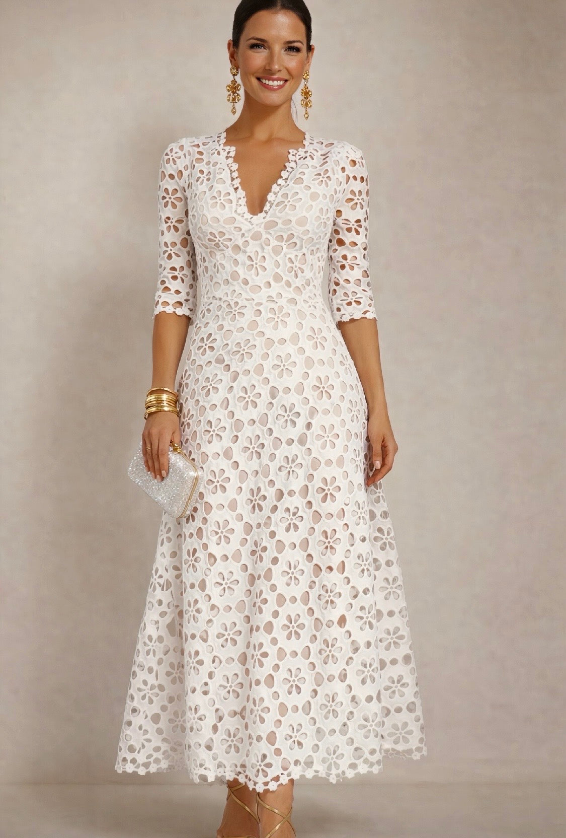 Vestido Amori bordado negro y blanco con forro, 2 colores tallas (34-48) video