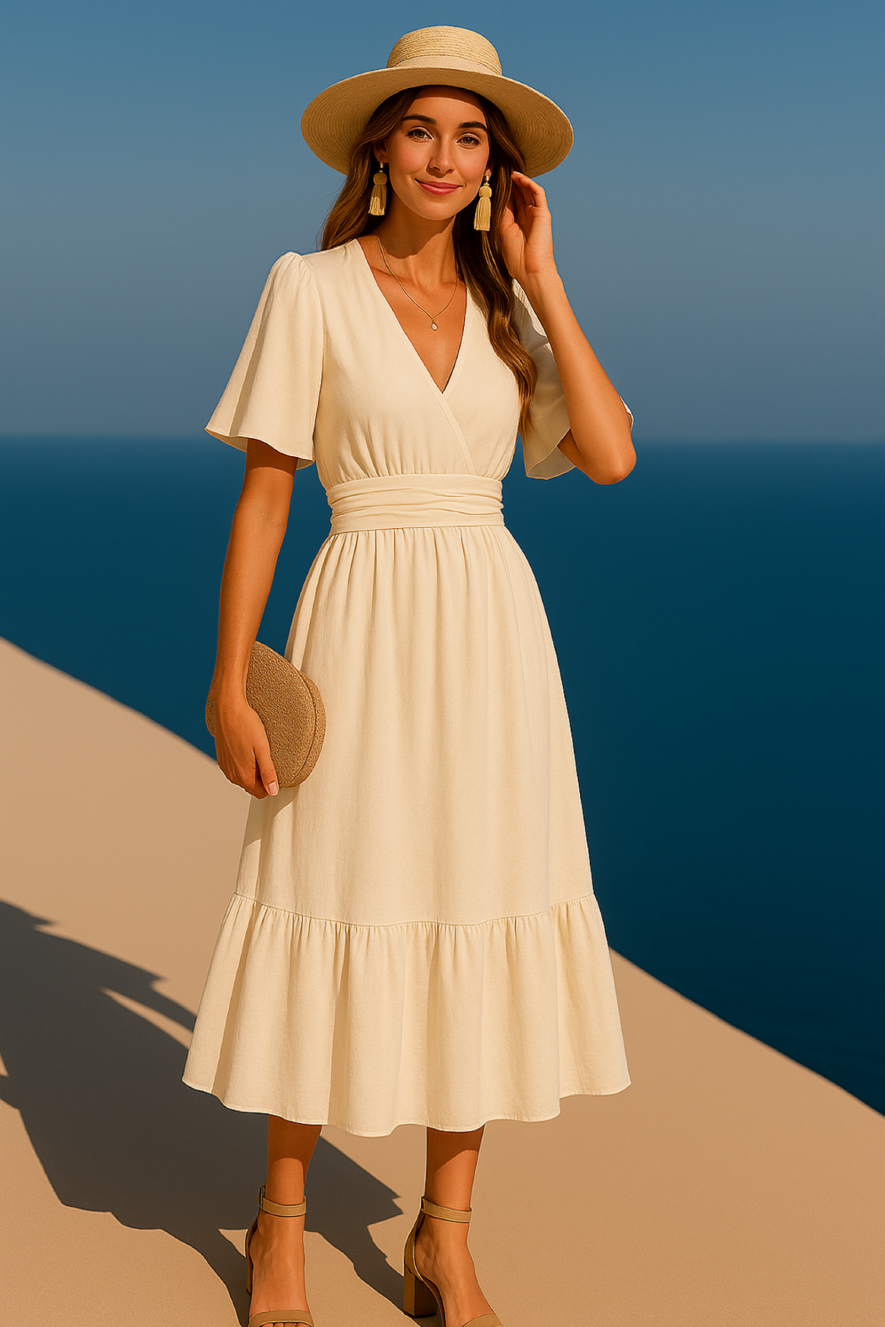 Mykonos black asymmetric fringe dress, 6 sizes from 36 to 46