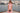 Lamberty nude pink chiffon dress with elastic back waist, sizes (35-48)