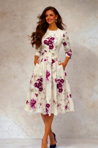 Vestido Anais de algodón y bolsillos incluido, 6 estampados, tallas (36-50)